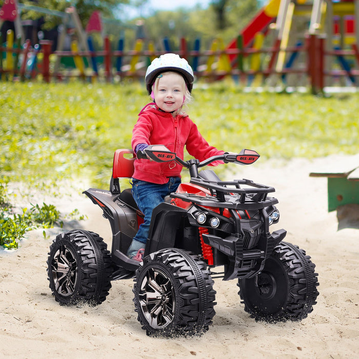 Aosom 12v Kids Powered Ride-On Four Wheeler Atv Car With Mp3 Real Working Headlights, Battery Powere