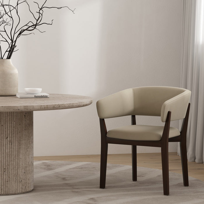 Blake Modern Wood Faux Mohair Armchair in Natural 