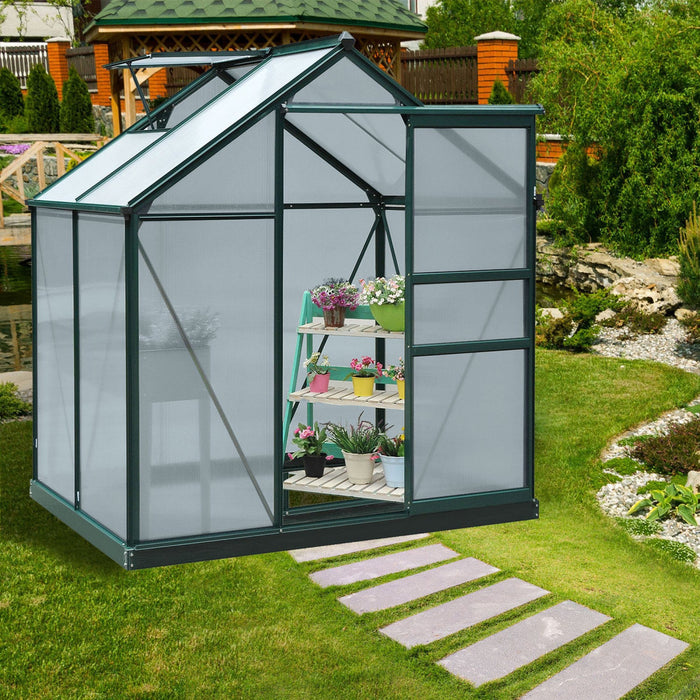 Outsunny 6.2' X 4.3' X 6.6' Clear Polycarbonate Greenhouse Large Walk-in Green House Garden Plants G