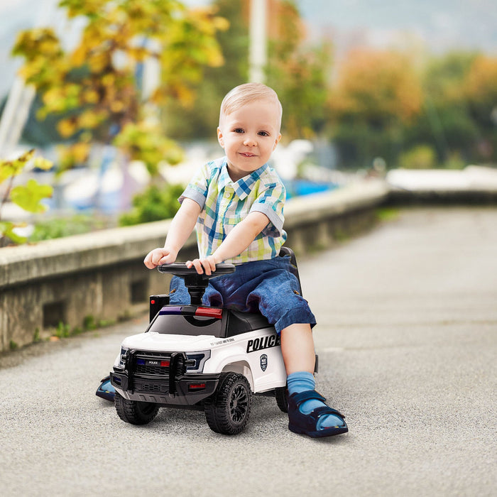 Aosom Kids Ride On Sliding Car With Hidden Under Seat Storage, Ride On Police Car For Toddler With M
