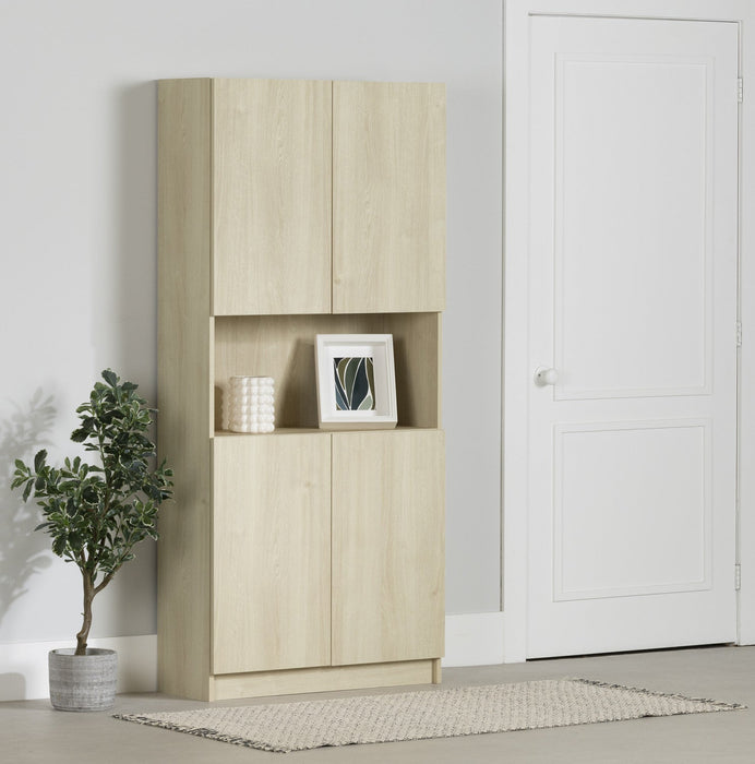 Liora 4-door Bookcase With Open Storage - Bleached Oak 