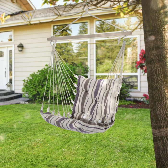 Outsunny Portable Hanging Woven Hammock Seat Rope Swing Chair Sleeping Bed For Outdoor Garden Yard C