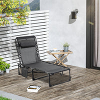 Outsunny Folding Lounge Chair, Reclining Tanning Chair With Adjustable Back