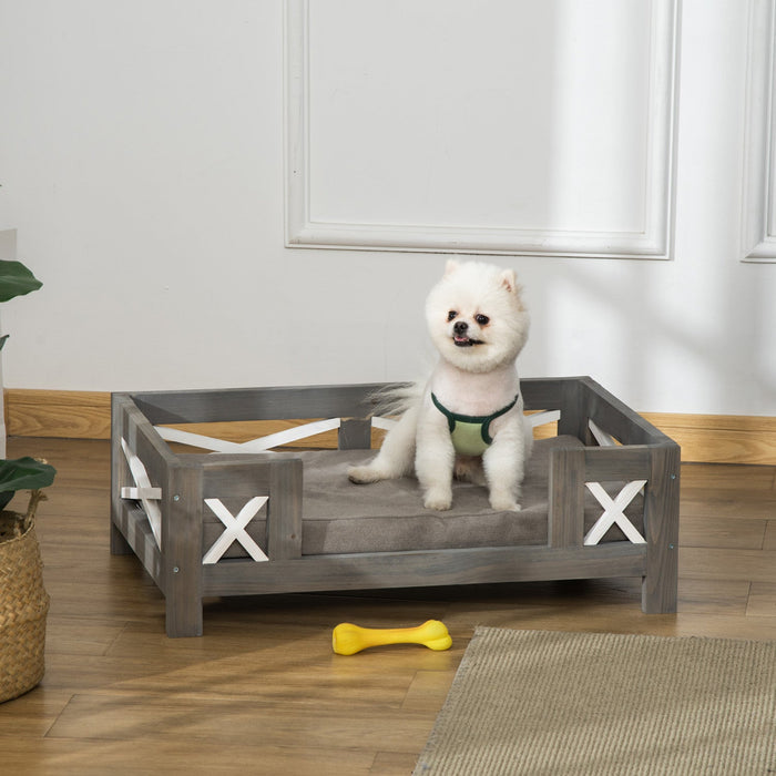 Pawhut Elevated Dog Bed, Pet Sofa Furniture Style, Modern Cat Couch, With Soft Cushion, Washable Cov