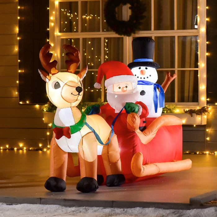 HOMCOM 6.5 ft Xmas Blow up Christmas Decorations with Built-in LED Lights