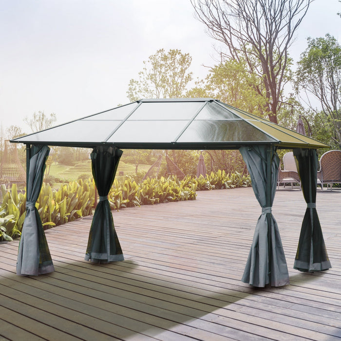 Outsunny 10' X 13' Patio Gazebo Aluminum Framed Polycarbonate Roof Hardtop Garden Canopy Party Tent 