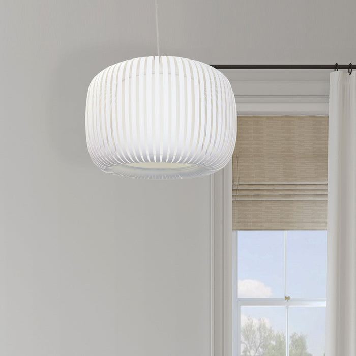 Dainolite Mia 1 Light Pendant White Slit Shade Lamp