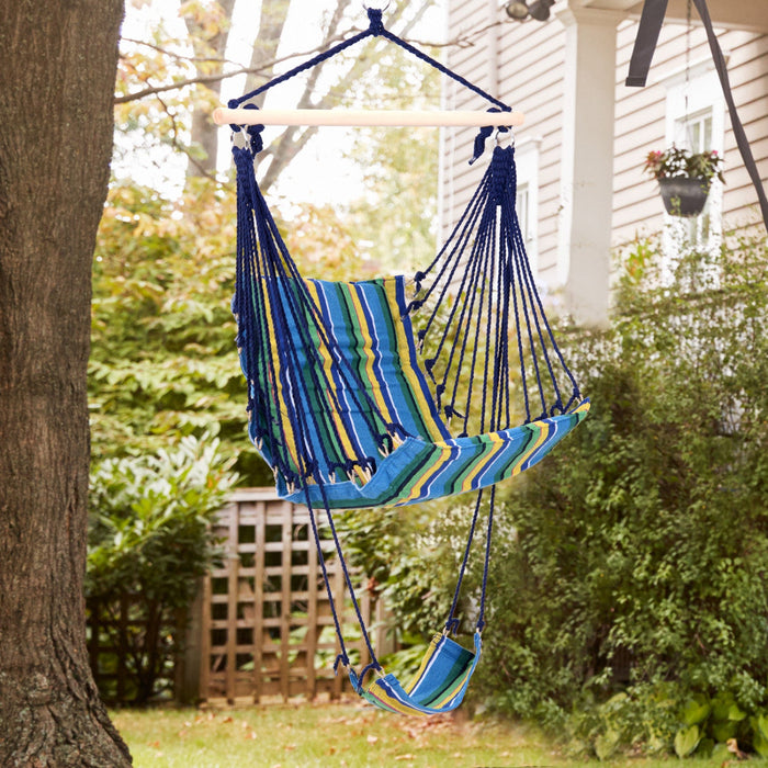 Outsunny Patio Hammock Chair, Hanging Hammock Padded Seat Air Deluxe Sky Swing With Footrest For Any