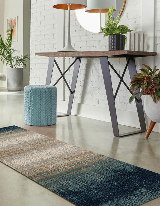 Sable Contemporary 2'2\" x 7'7\" Runner Rug in Blue Indoor Area Rug 
