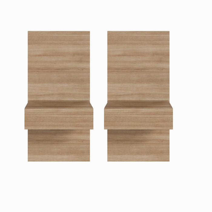 Nordika Milano Floating Nightstand Extension Panel Set Of 2 - Brown Oak