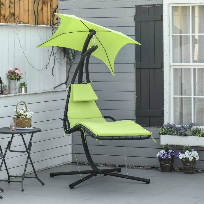 Outsunny Outdoor Hammock Chair With Stand, Floating Chaise Lounge Chair With Soft Padded Cushion, Ha