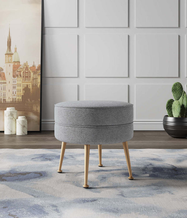 Bailey Mid-Century Modern Upholstered Accent Ottoman in Gray 