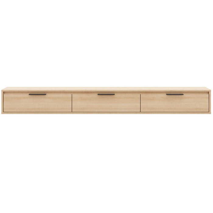 Nordika Slim 72\" Wall-Mounted TV Stand with 3 Storage Cabinets - Natural Blonde Oak 