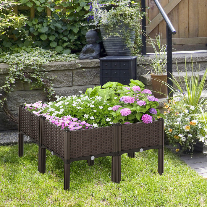 Outsunny 4-piece Raised Garden Bed Pp Raised Flower Bed Plant Stand Stackable Vegetable Herb Grow Bo