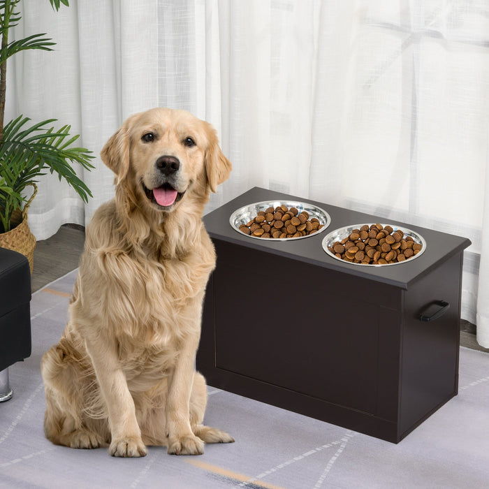 Pawhut Elevated Dog Bowls For Large Dogs With Storage Dog Pet Diner Function 2 Stainless Steel Dog B