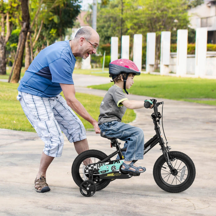 Costway 12" Kids Training Bike With Removable Training Wheels Pneumatic Tires Black