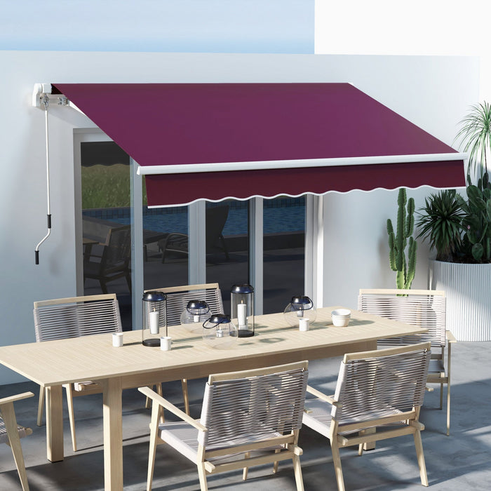 Outsunny 10' X 6.5' Retractable Awning With LED Lights, Uv40+, Wine Red