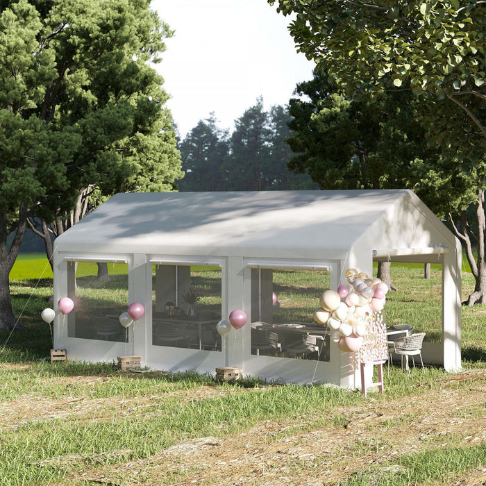 Outsunny 20' X 10' Party Tent Canopy, Gazebo Tent With 6 Removable Side Walls And Windows For Outdoo