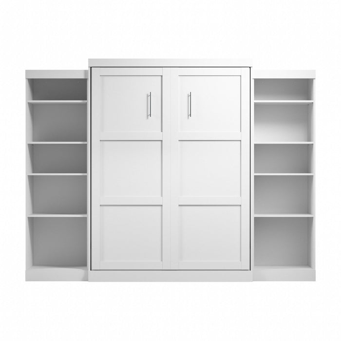 Bestar Pur Queen Murphy Bed and Two Shelving Units 115-Inch Wall Bed