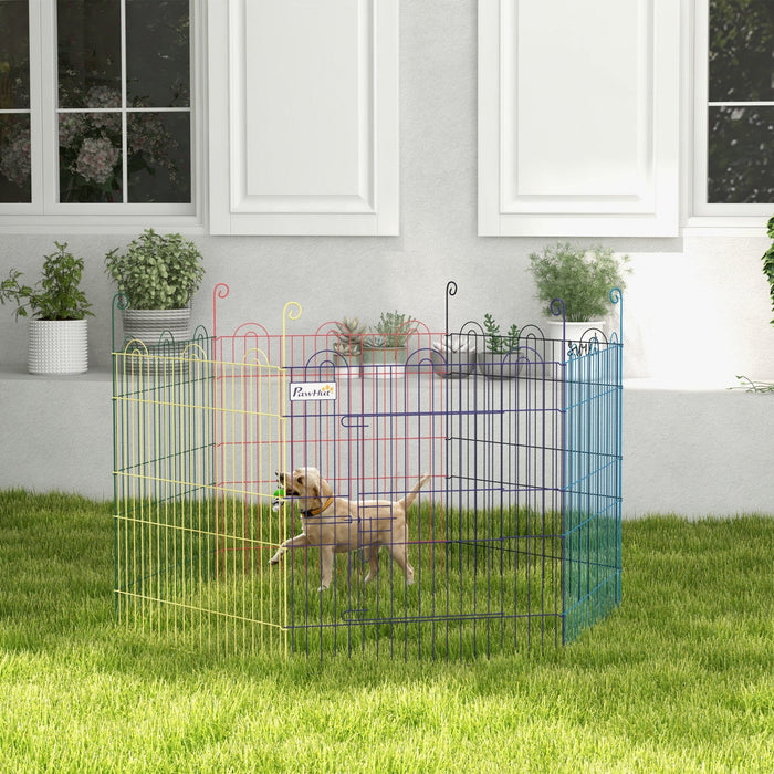 Pawhut 23.6\"h Metal Pet Playpen Portable Hexagon Dog Exercise Fence Flexible Shape Puppy Crate Kenne