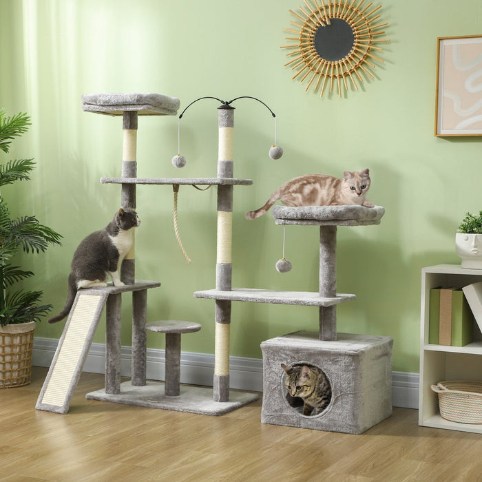 Pawhut 53\" Cat Tree, Multi-level Cat Tower For Indoor Cats With Sisal Scratching Posts, Cat Condo, B