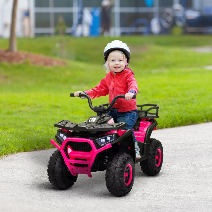Qaba Kids Atv, 4 Wheeler, 12v Battery Powered Ride-On Electric Vehicle With 4 Spring Suspension Whee