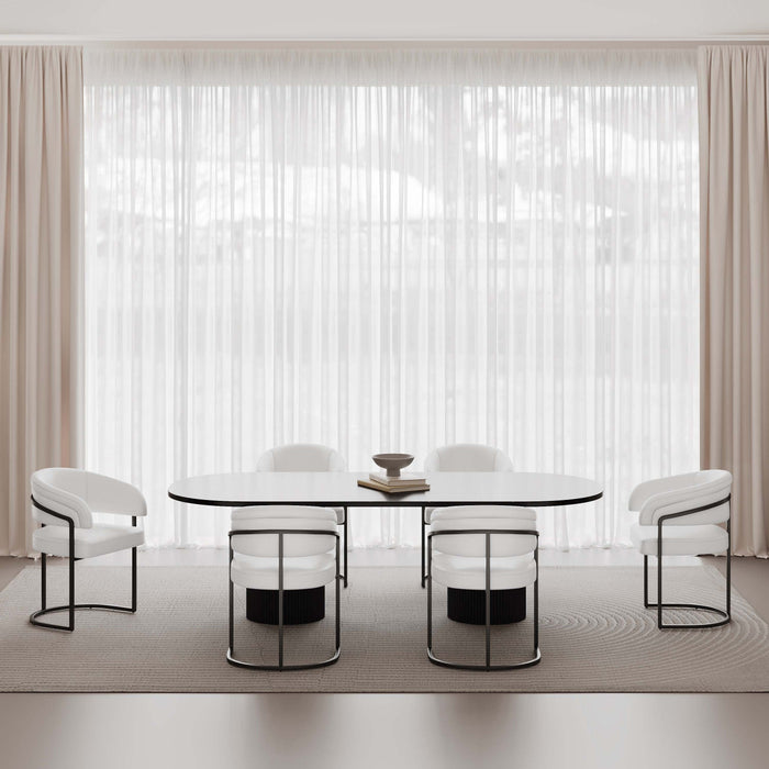 Augusta Modern Metal Vegan Leather Dining Chair in White - Set of 6 