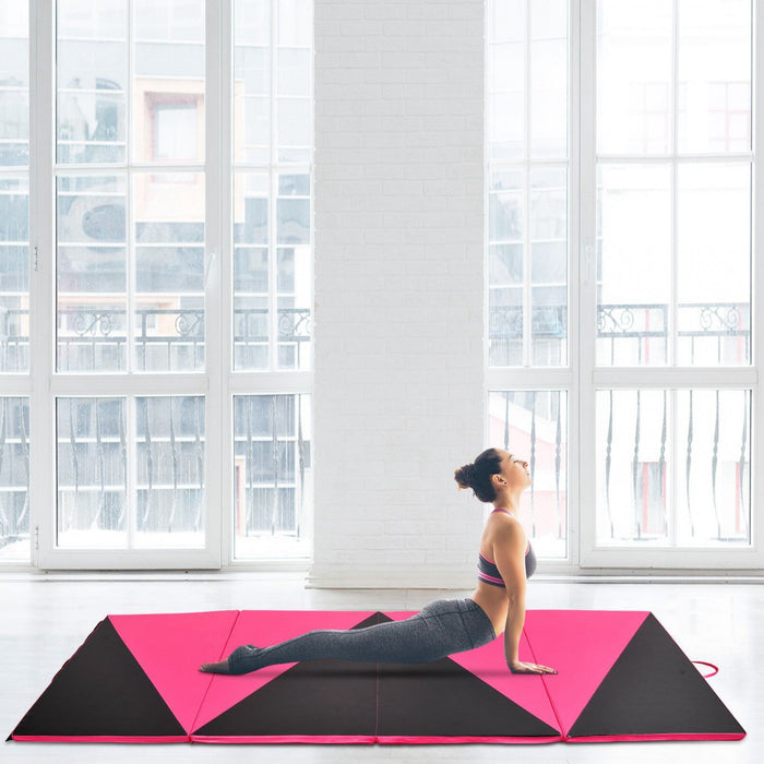 Soozier 4ftx10ftx2inch Pu Leather Gymnastics Tumbling Gym Mat Arts Folding Yoga Exercise Pad 4 Panel