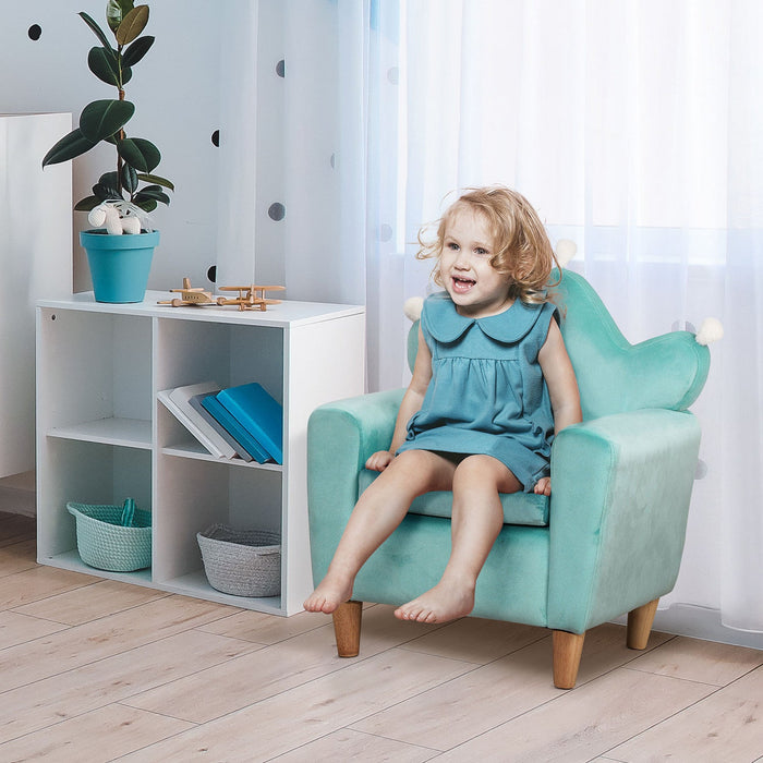 Qaba Kids Sofa, Armrest Chair For Preschool, Toddler Couch For Kids Room, Kindergarten, Dutch Velvet