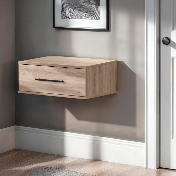 Primo Floating Nightstand With 1 Drawer - Rustic Oak 