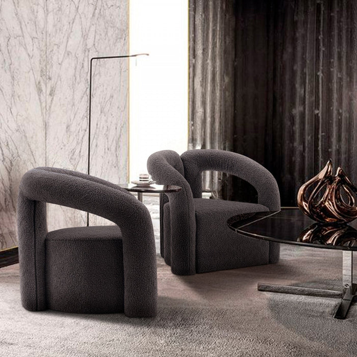 Darian Modern Boucle Lounge Chair in Black - Set of 2 
