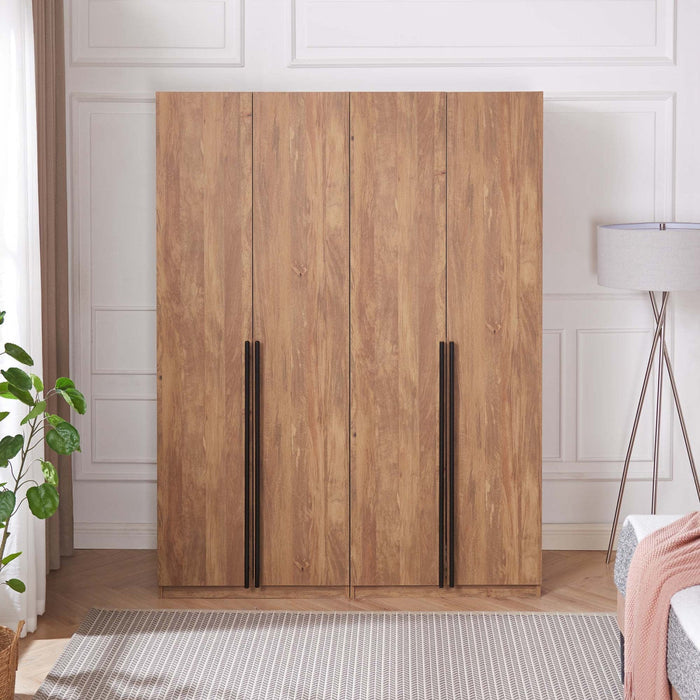 Lee Modern 32\" Wardrobe Closet in Golden Brown - Set of 2 Armoire 
