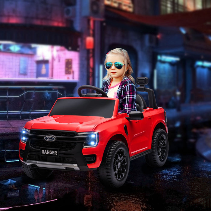 Qaba Ford Ranger Licensed 12v Powered Ride-On Car With Rear Storage, Battery Powered Kids Electric C