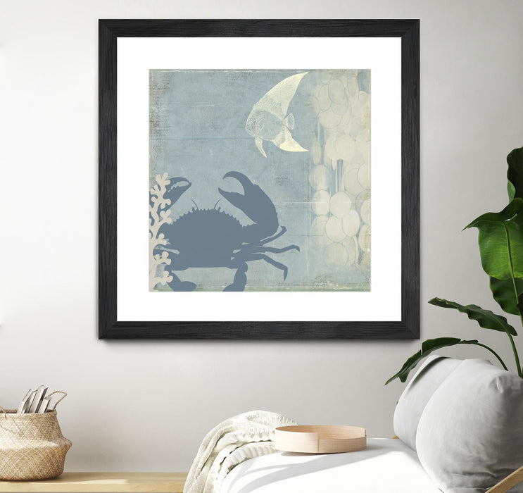 \"Ocean Life Ii\" Matted and Framed Black 30x30 Wall Art