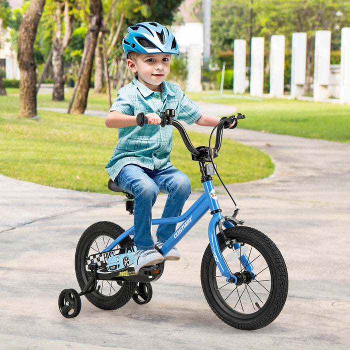 Costway 14" Kids Training Bike With Removable Training Wheels Pneumatic Tires Navy