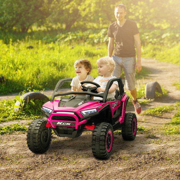 Qaba 24v 7ah Ride On Truck, 2 Seater 4wd Battery Powered Ride-On Electric Car For Kids With 4 Spring