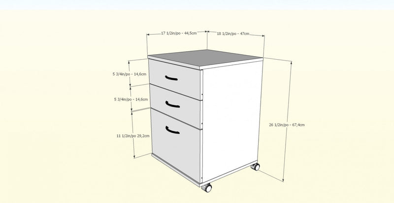Nordika 3-Drawer Filing Cabinet - Black 