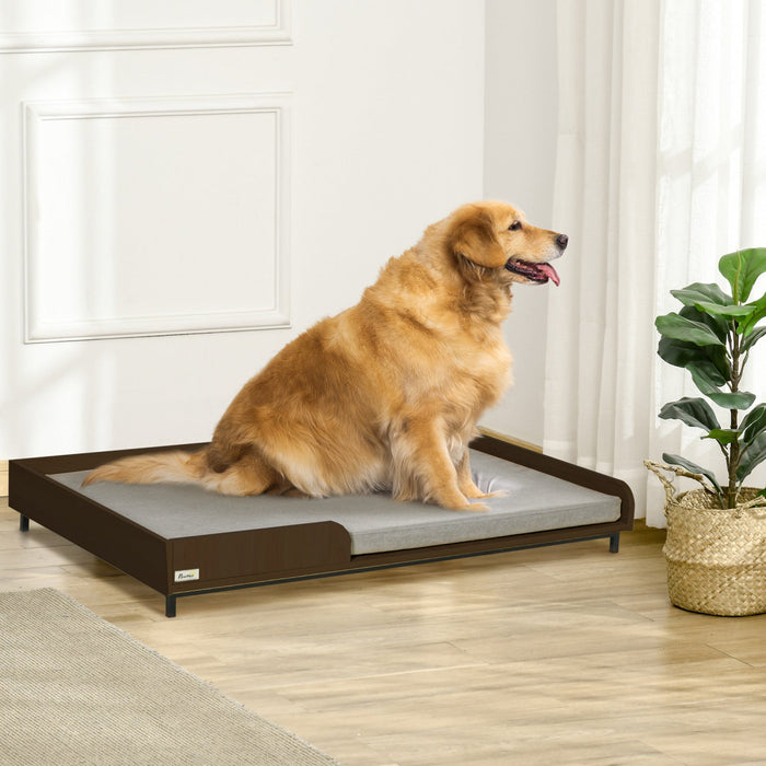 Pawhut Elevated Dog Bed Frame, Furniture Style Pet Sofa, Modern Portable Cat Lounge, With Soft Cushi