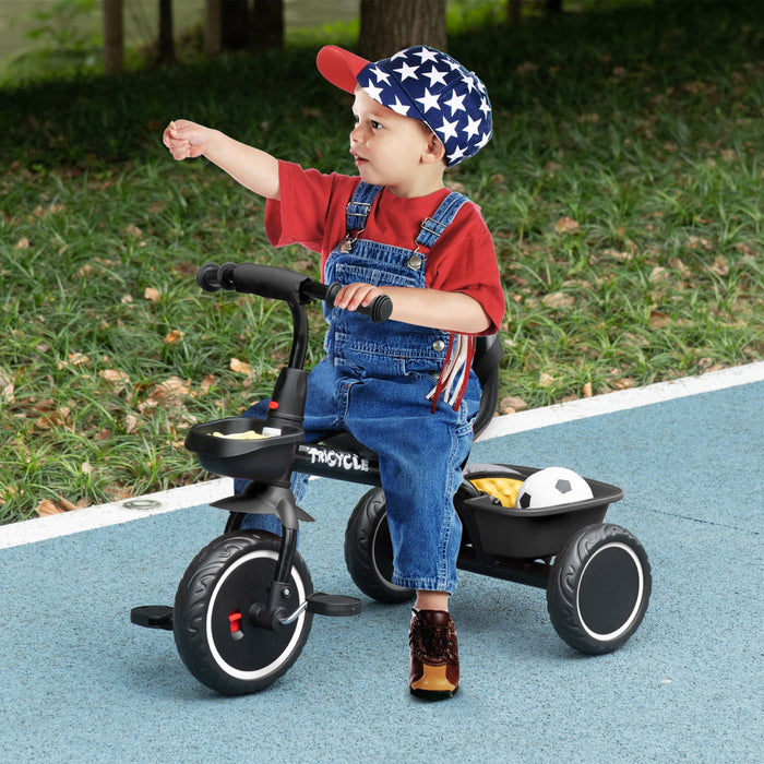 Qaba Large Kids Tricycle For Toddler 2-5 Year Old Girls And Boys, Toddler Trike Bike With Adjustable