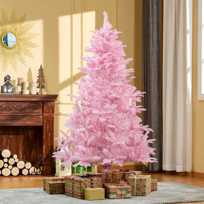 Homcom 6ft Artificial Christmas Tree With Automatic Open For Party Pink