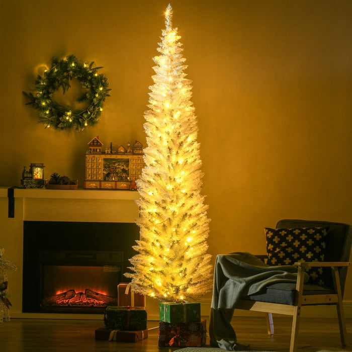Homcom 7' Prelit Artificial Christmas Tree With Warm White Led Lights