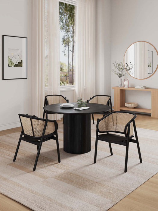 Hathaway and Versailles Modern Industry Chic 5-Piece Dining Set in Black and Natural Dining Room Set 