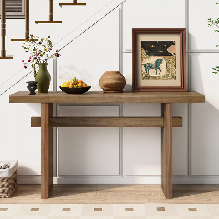 Emma 59.25\" Farmhouse Style Sofa Table for Entryway - Antique Brown 