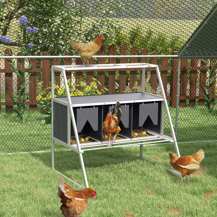 Pawhut Nesting Boxes For Chickens, 3 Compartments Wooden Nesting House For Hens Laying Eggs, Chicken