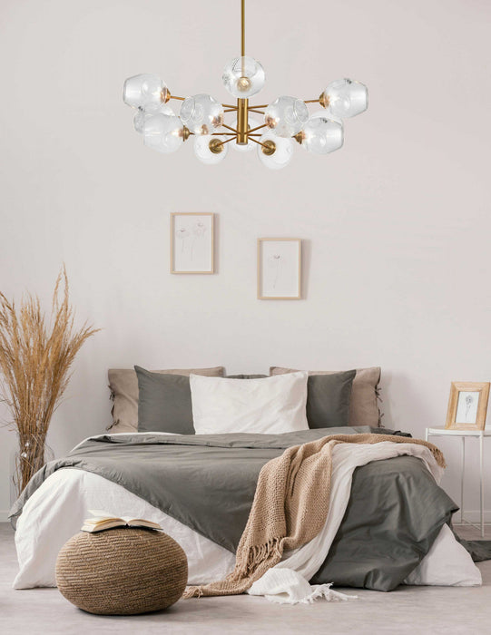 Dainolite Abii 12 Light Chandelier Vintage Bronze Finish Clear Glass Lamp