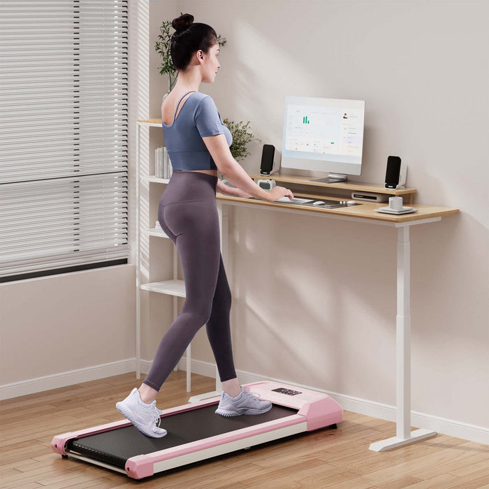 Superfit 0.6-3.8mph Walking Pad Under Desk Treadmill With Remote Control And Led Display Pink