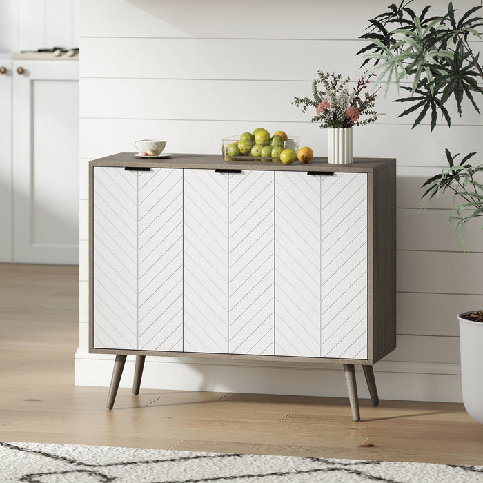 HOMCOM 36" Sideboard, Buffet Cabinet with Adjustable Shelves, Grey