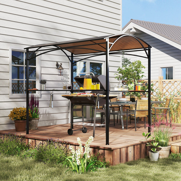 Outsunny 8' X 5' Hardtop Grill Gazebo, Barbecue Gazebo With Pc Board Roof
