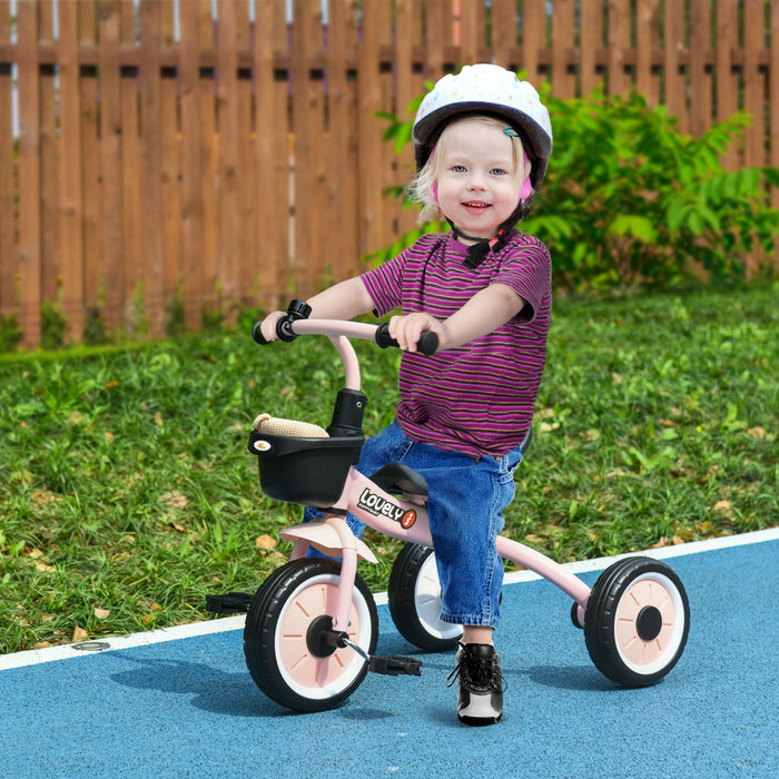Qaba Tricycle For Toddler 2-5 Year Old Girls And Boys, Toddler Bike With Adjustable Seat, Basket, Be