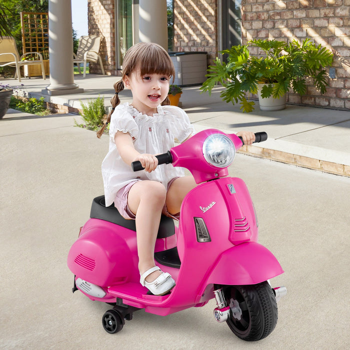 Costway Kids Ride On Motorcycle With Training Wheels Headlight Horn 6v Battery Pink